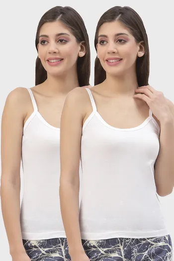 Buy Floret Cotton Camisole (Pack of 2) - White